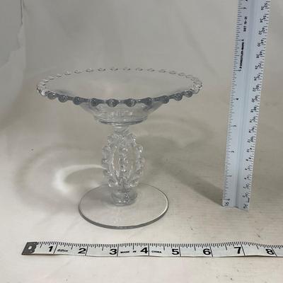 -134- Clear Glass | Candlewick Style | Two Covered Butter Dishes | Pedestal Dish | Creamer & Sugar