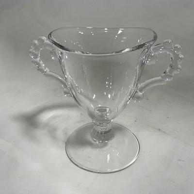 -134- Clear Glass | Candlewick Style | Two Covered Butter Dishes | Pedestal Dish | Creamer & Sugar