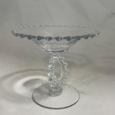 -134- Clear Glass | Candlewick Style | Two Covered Butter Dishes | Pedestal Dish | Creamer & Sugar
