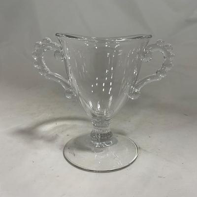 -134- Clear Glass | Candlewick Style | Two Covered Butter Dishes | Pedestal Dish | Creamer & Sugar