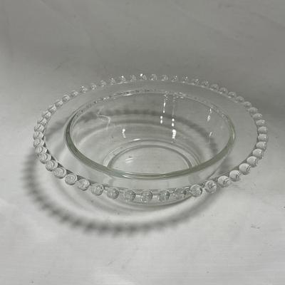 -134- Clear Glass | Candlewick Style | Two Covered Butter Dishes | Pedestal Dish | Creamer & Sugar