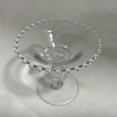 -134- Clear Glass | Candlewick Style | Two Covered Butter Dishes | Pedestal Dish | Creamer & Sugar