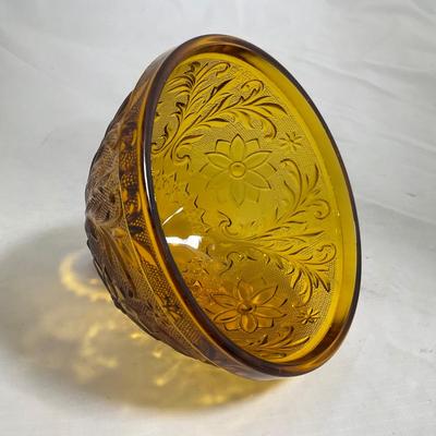 -135- Heavy Amber Colored | A Tiara Marked | Covered Butter Dish