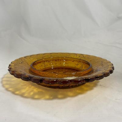 -135- Heavy Amber Colored | A Tiara Marked | Covered Butter Dish