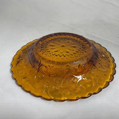 -135- Heavy Amber Colored | A Tiara Marked | Covered Butter Dish