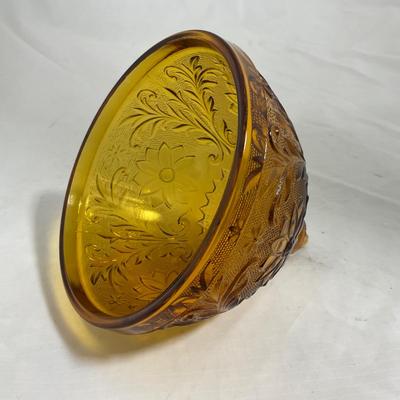-135- Heavy Amber Colored | A Tiara Marked | Covered Butter Dish