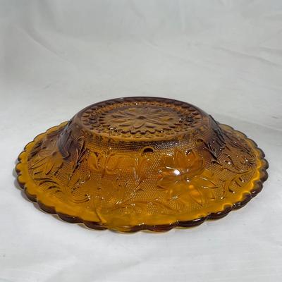 -135- Heavy Amber Colored | A Tiara Marked | Covered Butter Dish
