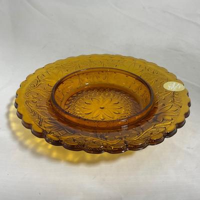 -135- Heavy Amber Colored | A Tiara Marked | Covered Butter Dish