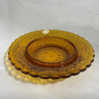 -135- Heavy Amber Colored | A Tiara Marked | Covered Butter Dish