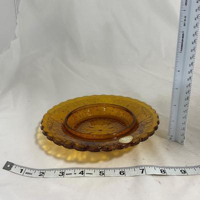-135- Heavy Amber Colored | A Tiara Marked | Covered Butter Dish