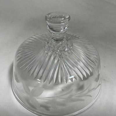 -133- Clear Glass | Frosted Flowers | Covered Butter Dish | Lidded Creamer & Sugar