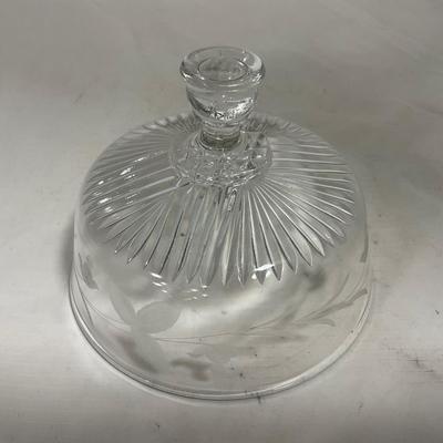 -133- Clear Glass | Frosted Flowers | Covered Butter Dish | Lidded Creamer & Sugar