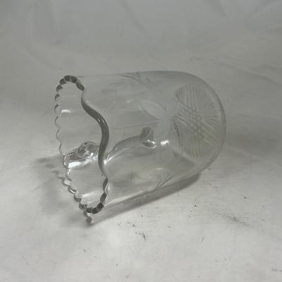 -133- Clear Glass | Frosted Flowers | Covered Butter Dish | Lidded Creamer & Sugar