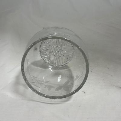 -133- Clear Glass | Frosted Flowers | Covered Butter Dish | Lidded Creamer & Sugar