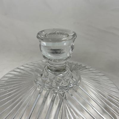 -133- Clear Glass | Frosted Flowers | Covered Butter Dish | Lidded Creamer & Sugar