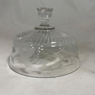 -133- Clear Glass | Frosted Flowers | Covered Butter Dish | Lidded Creamer & Sugar