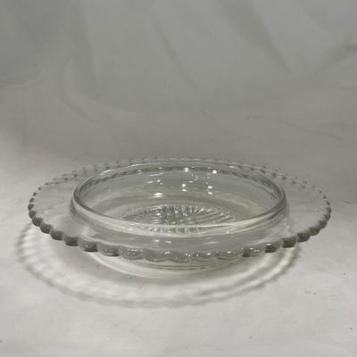 -133- Clear Glass | Frosted Flowers | Covered Butter Dish | Lidded Creamer & Sugar