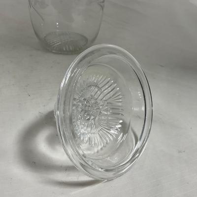 -133- Clear Glass | Frosted Flowers | Covered Butter Dish | Lidded Creamer & Sugar