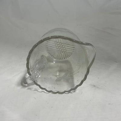 -133- Clear Glass | Frosted Flowers | Covered Butter Dish | Lidded Creamer & Sugar