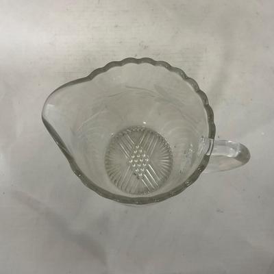 -133- Clear Glass | Frosted Flowers | Covered Butter Dish | Lidded Creamer & Sugar
