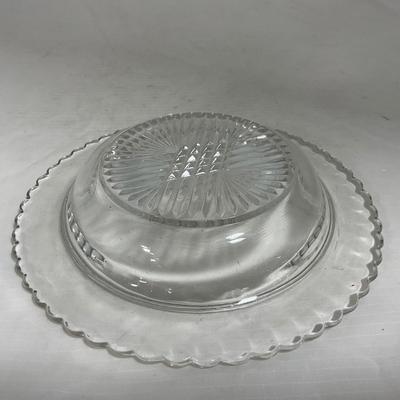 -133- Clear Glass | Frosted Flowers | Covered Butter Dish | Lidded Creamer & Sugar