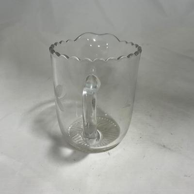 -133- Clear Glass | Frosted Flowers | Covered Butter Dish | Lidded Creamer & Sugar