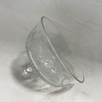 -133- Clear Glass | Frosted Flowers | Covered Butter Dish | Lidded Creamer & Sugar