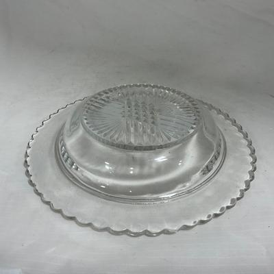 -133- Clear Glass | Frosted Flowers | Covered Butter Dish | Lidded Creamer & Sugar