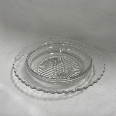 -133- Clear Glass | Frosted Flowers | Covered Butter Dish | Lidded Creamer & Sugar