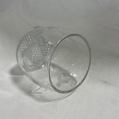 -133- Clear Glass | Frosted Flowers | Covered Butter Dish | Lidded Creamer & Sugar