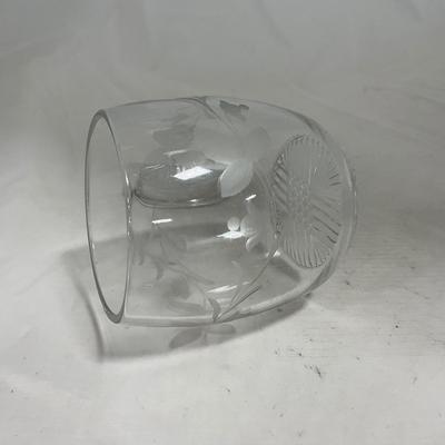 -133- Clear Glass | Frosted Flowers | Covered Butter Dish | Lidded Creamer & Sugar