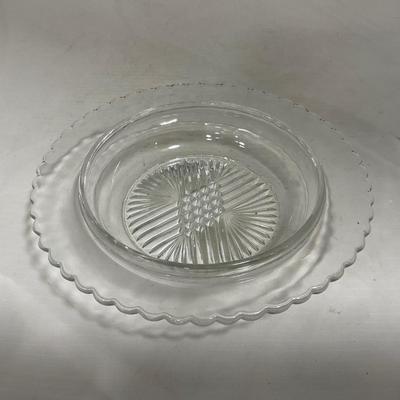 -133- Clear Glass | Frosted Flowers | Covered Butter Dish | Lidded Creamer & Sugar