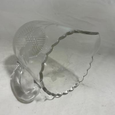 -133- Clear Glass | Frosted Flowers | Covered Butter Dish | Lidded Creamer & Sugar