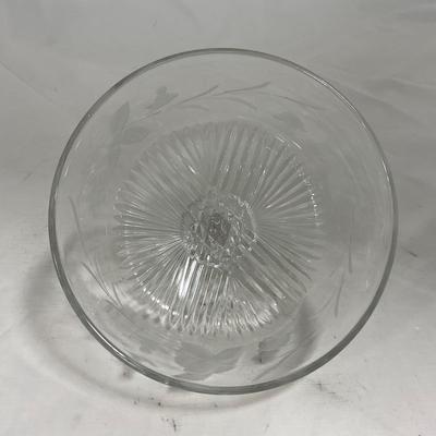 -133- Clear Glass | Frosted Flowers | Covered Butter Dish | Lidded Creamer & Sugar