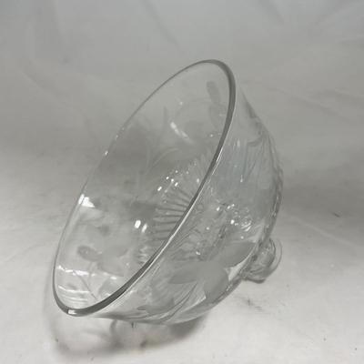 -133- Clear Glass | Frosted Flowers | Covered Butter Dish | Lidded Creamer & Sugar