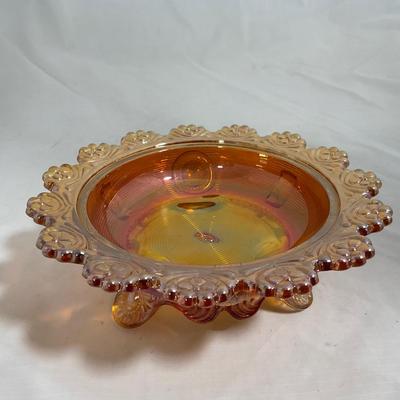 -137- Orange Carnival Iridescent | Marked | Tall Covered Butter Dish