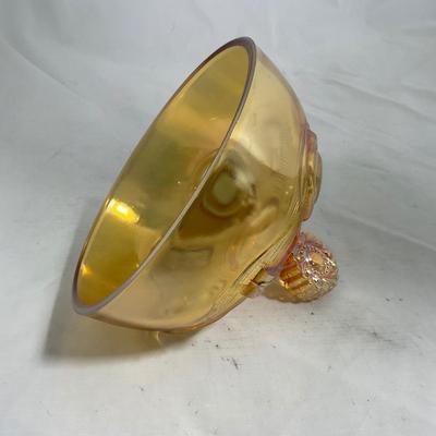 -137- Orange Carnival Iridescent | Marked | Tall Covered Butter Dish