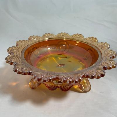 -137- Orange Carnival Iridescent | Marked | Tall Covered Butter Dish