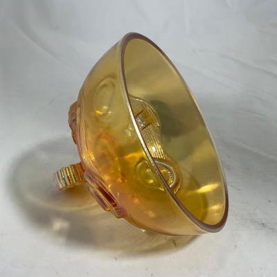 -137- Orange Carnival Iridescent | Marked | Tall Covered Butter Dish