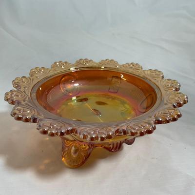 -137- Orange Carnival Iridescent | Marked | Tall Covered Butter Dish