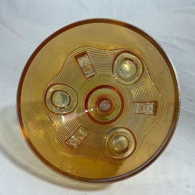 -137- Orange Carnival Iridescent | Marked | Tall Covered Butter Dish