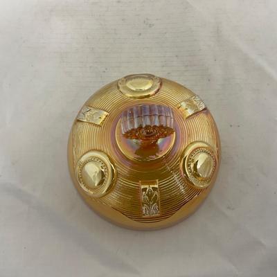 -137- Orange Carnival Iridescent | Marked | Tall Covered Butter Dish