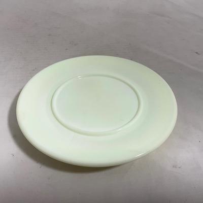 -139- Custard and Hand Painted Flowers | Uranium Glass | Small Covered Butter Dish