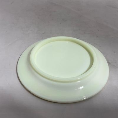 -139- Custard and Hand Painted Flowers | Uranium Glass | Small Covered Butter Dish