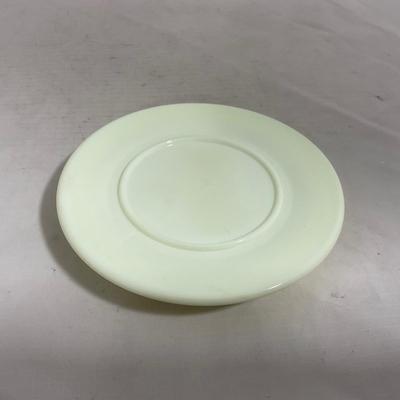 -139- Custard and Hand Painted Flowers | Uranium Glass | Small Covered Butter Dish