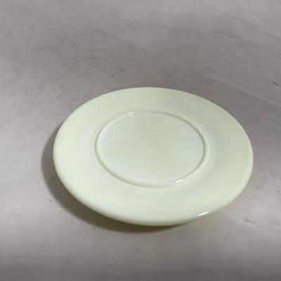 -139- Custard and Hand Painted Flowers | Uranium Glass | Small Covered Butter Dish