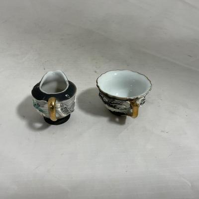 -140- Small Black & White Accented | Decretive | Asian Inspired | Childs Tea Set