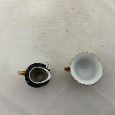 -140- Small Black & White Accented | Decretive | Asian Inspired | Childs Tea Set