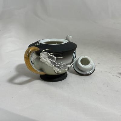 -140- Small Black & White Accented | Decretive | Asian Inspired | Childs Tea Set