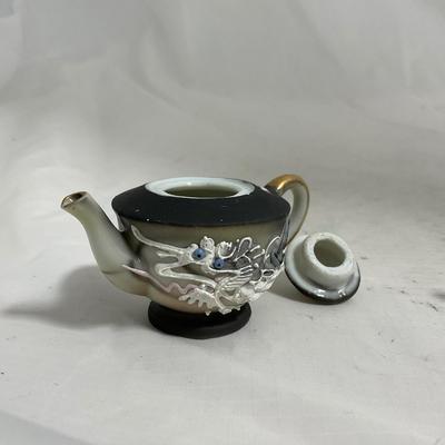 -140- Small Black & White Accented | Decretive | Asian Inspired | Childs Tea Set
